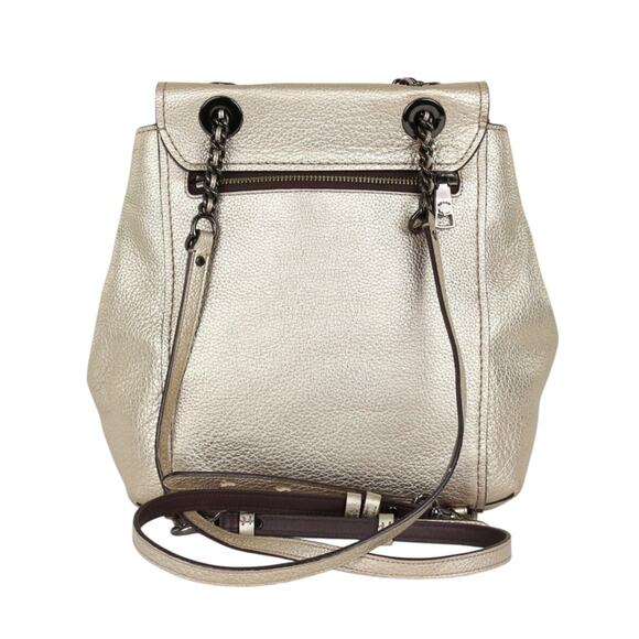 Coach Metallic Gold Turnlock Backpack – Elegant Vintage Leather Bag main image 6